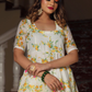 Pomcha Jaipur Yellow Phool Organza Anarkali Set | Swadesiicart