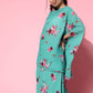 InWeave Women's Blue Floral Print Pleated Kaftan Top - Swadesiicart