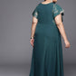 Ahalyaa Plus Size Floral Print Crepe Flared Sleeves A-line Maxi Ethnic Dress | Swadesiicart