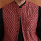 trueBrowns Men's Rust Cotton Dobby Nehru Jacket | Swadesiicart