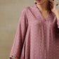 trueBrowns Dark Mauve Bandhani Printed Silk Collared Co-Ord Set - Swadesiicart