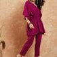 InWeave Women's Magenta Lurex V Neck Gota Kaftan Style Kurta Set - Swadesiicart