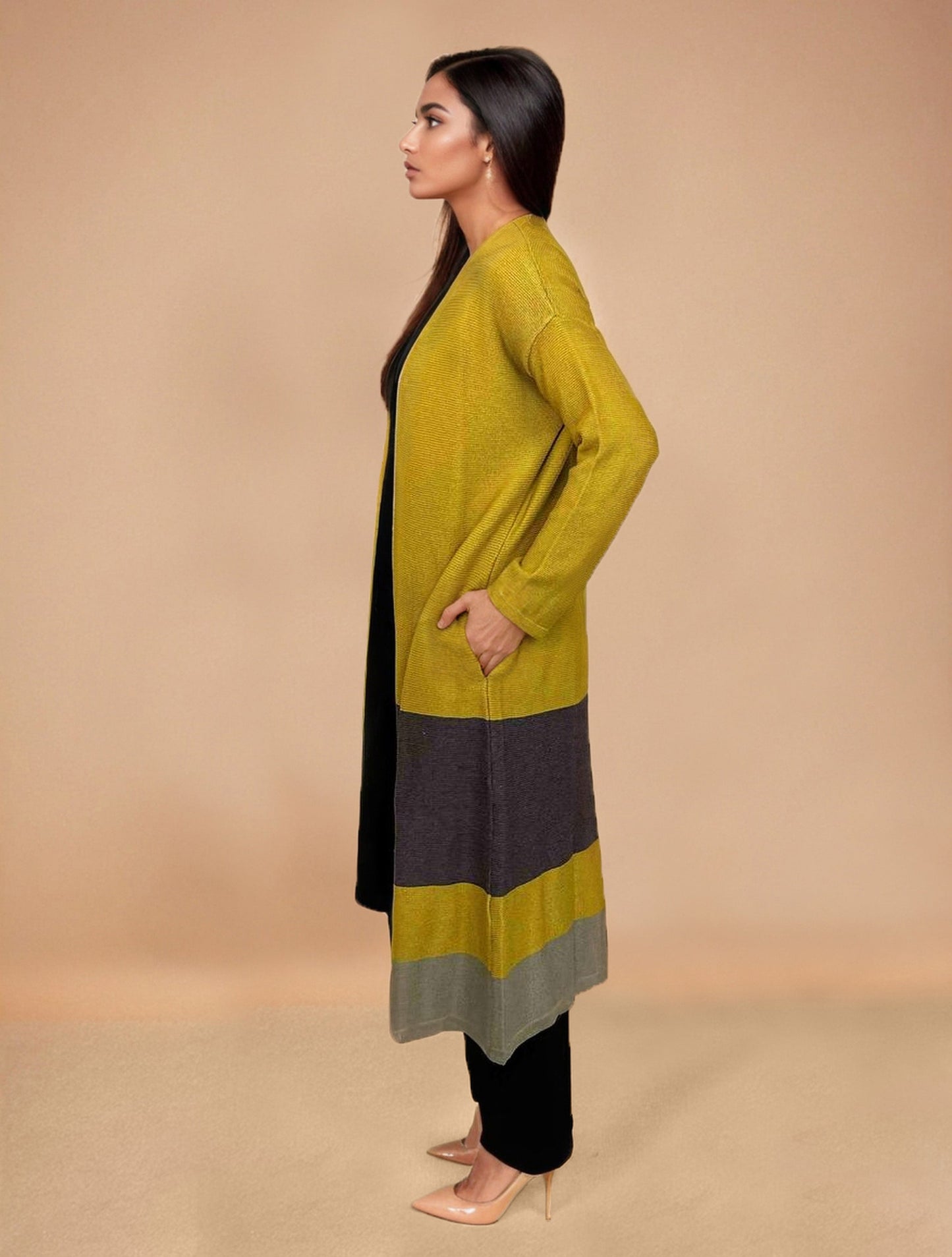 trueBrowns Mustard Woollen Cape | Swadesiicart