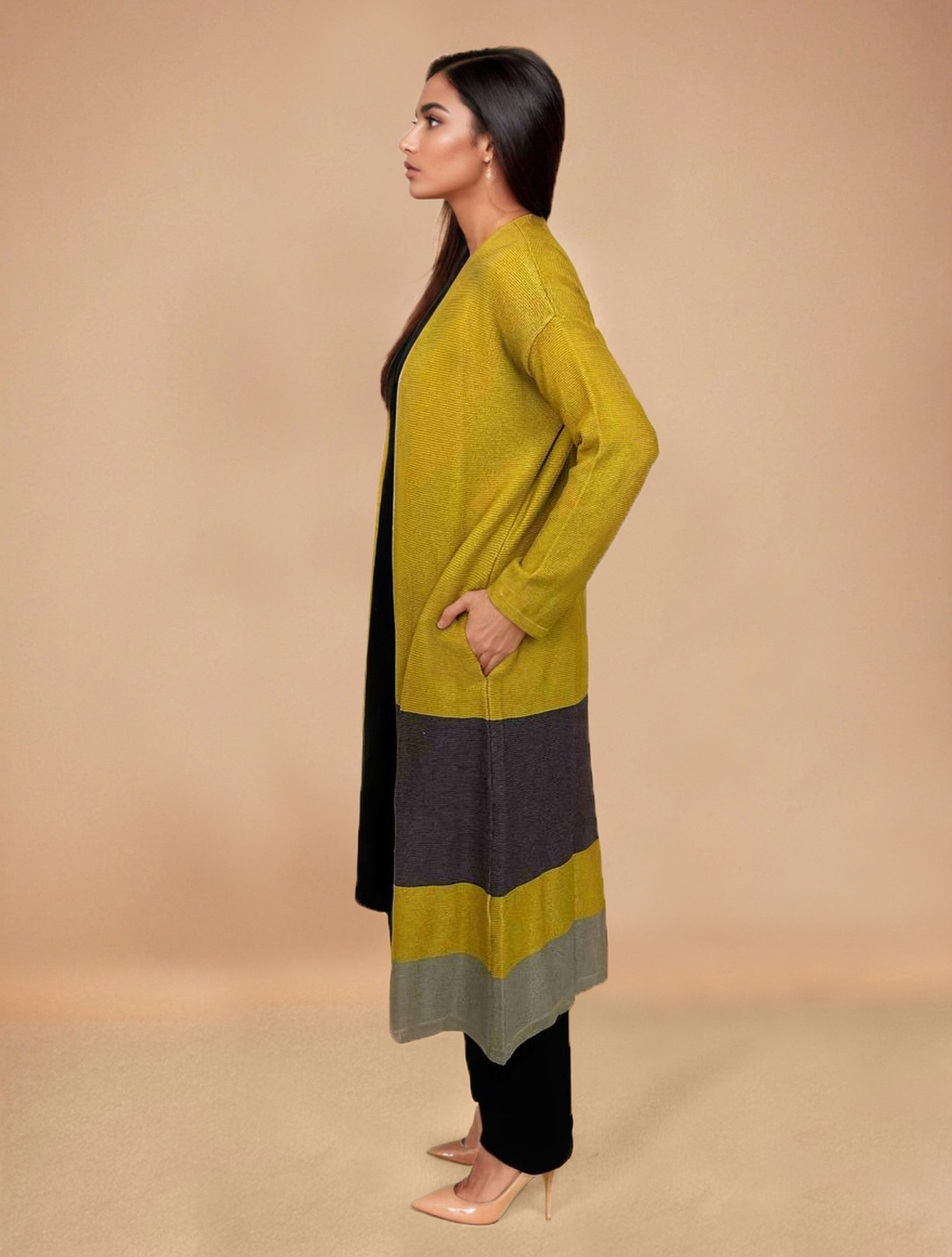 trueBrowns Mustard Woollen Cape | Swadesiicart