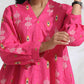 trueBrowns Pink Cotton Print Flared Top Co-ord Set - Swadesiicart