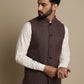 Even Apparels Men's Brown Mandarin Collar Waistcoat | Swadesiicart