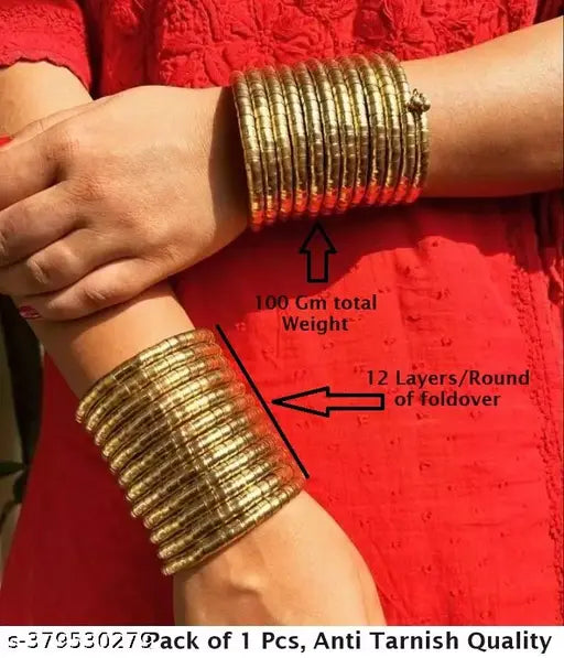 Tehzeeb Creations Women's Golden Viral Spiral Bangle For Girl And Women - Swadesiicart