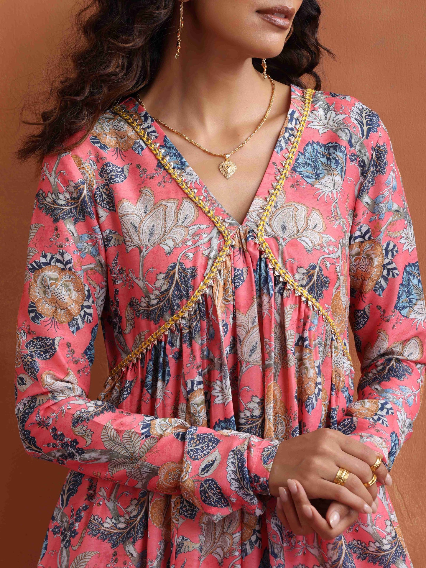 trueBrowns Orange Print Sharara Set | Swadesiicart