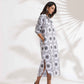 trueBrowns White Cotton Print Shirt Dress | Swadesiicart