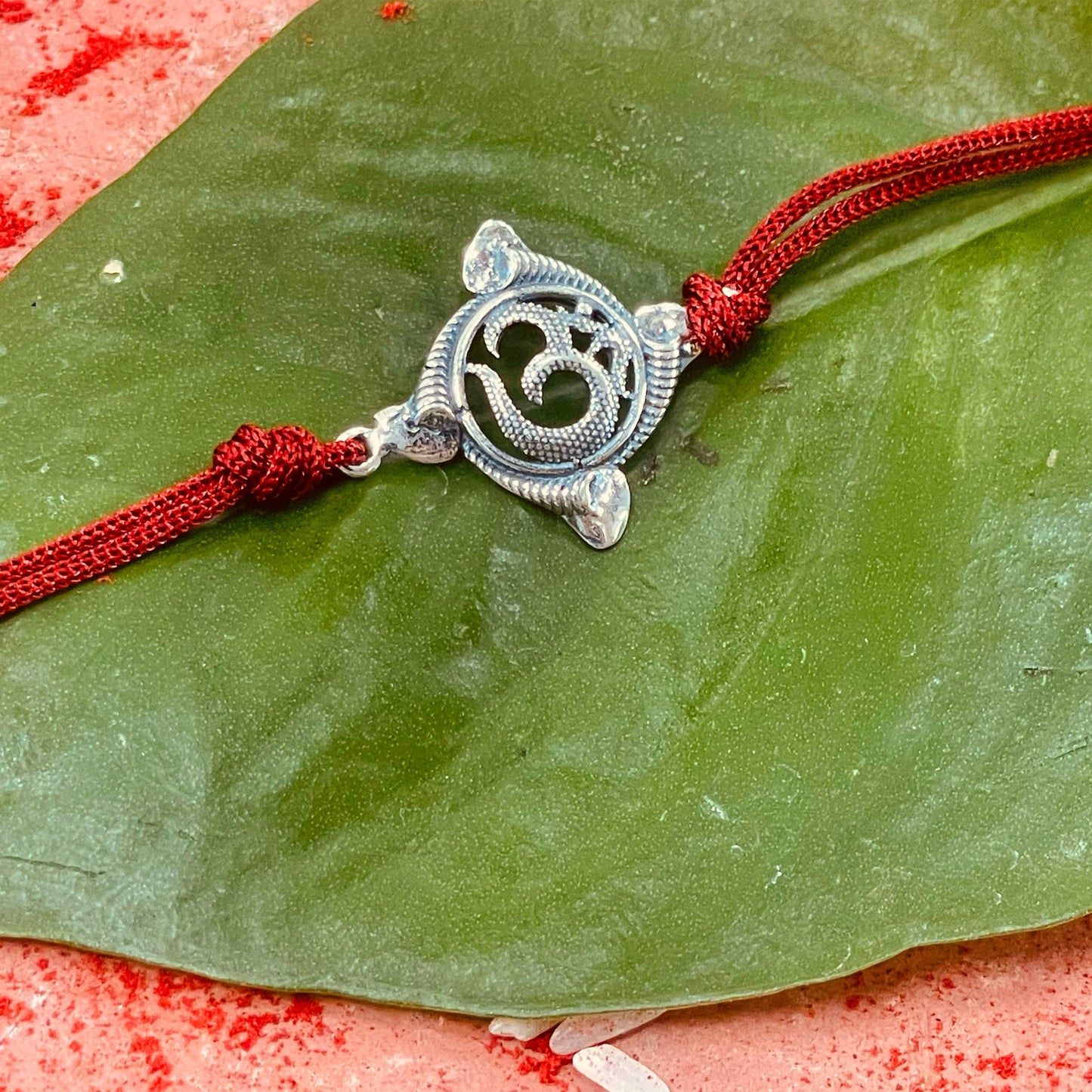 trueBrowns 925 Sterling Silver Textured Om Thread Rakhi | Swadesiicart