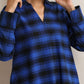 trueBrowns Blue Check Pleated Winter Top | Swadesiicart