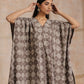 trueBrowns Clay Dabu Overall Print Cotton Panel Kaftan Kurta Pant Set | Swadesiicart