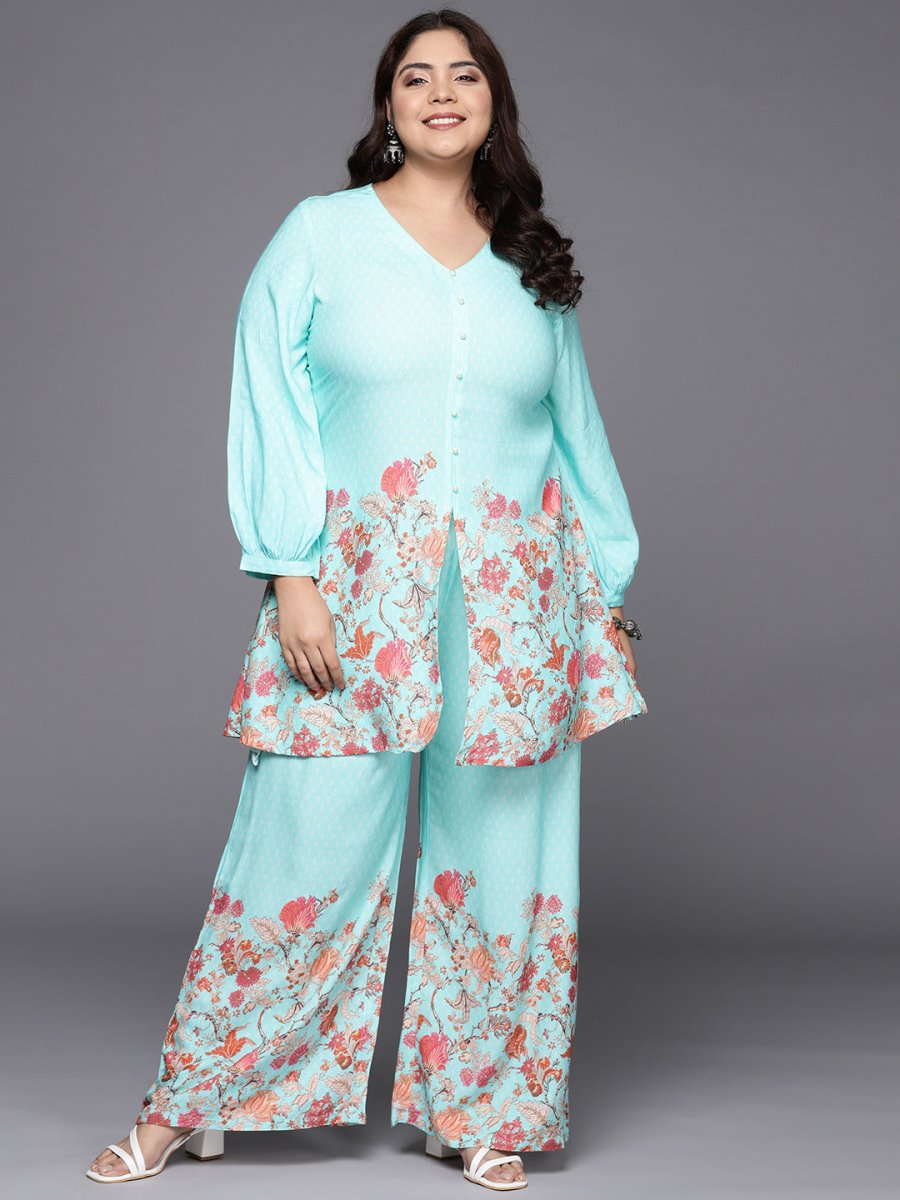 Ahalyaa Women Plus Size Tunic with Palazzos | Swadesiicart