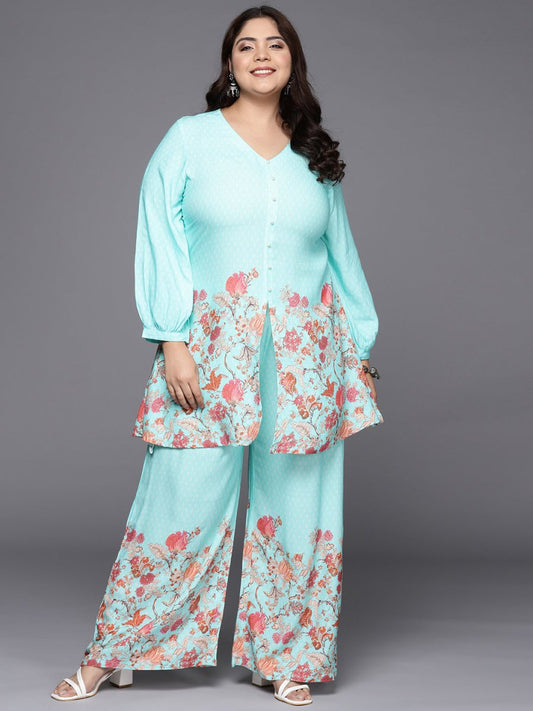 Ahalyaa Women Plus Size Tunic with Palazzos | Swadesiicart