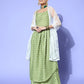 InWeave Women's Green Small Boota Print Strappy Set With Dupatta - Swadesiicart