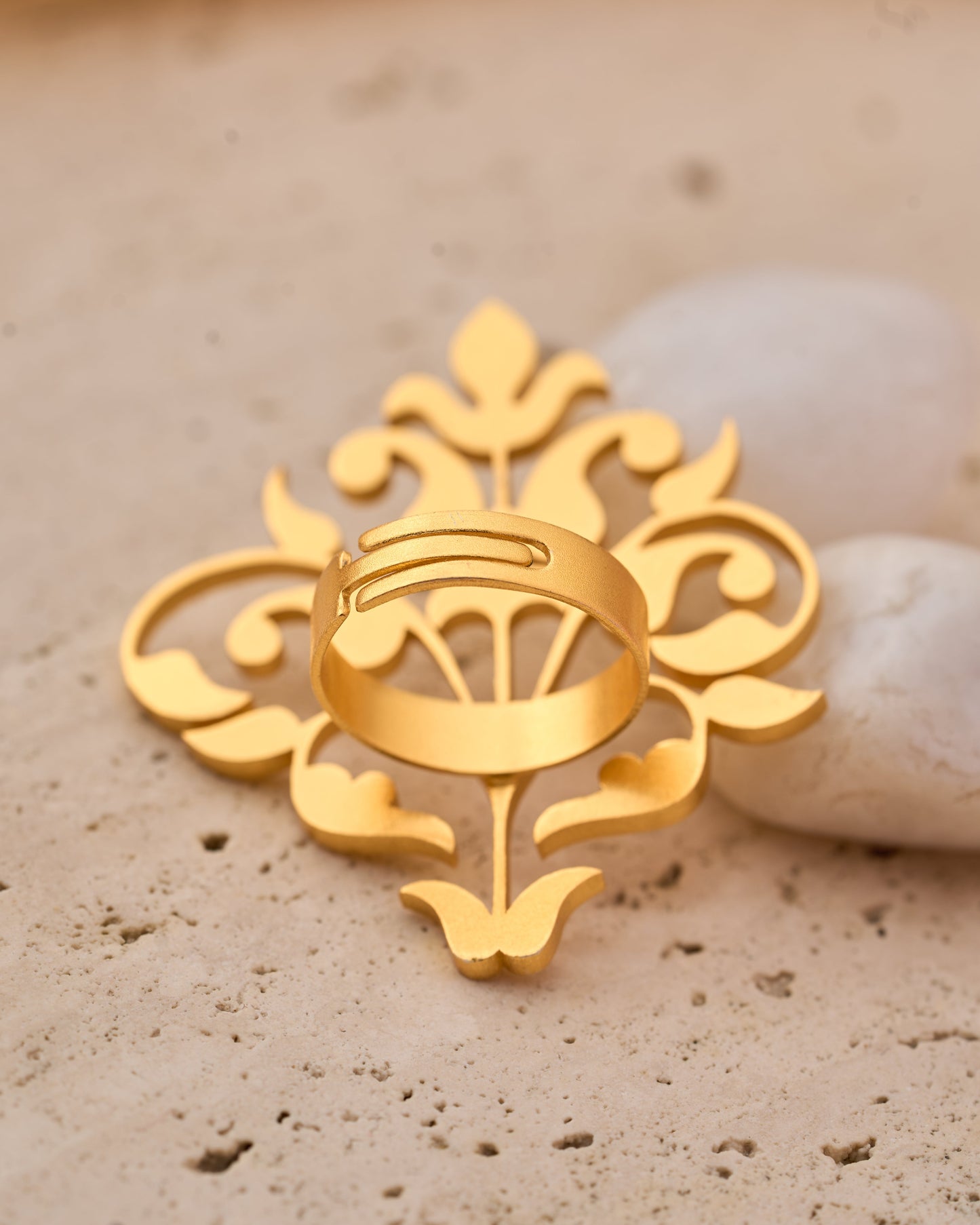 trueBrowns Gold-Polished Leaf Ring | Swadesiicart