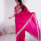 Lorenvalley Fashion Magenta Jimmy Choo with Embroidery Threads Codding & Sequins Work Saree with Blouse - Swadesiicart