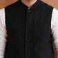 trueBrowns Men's Black Textured Cotton Dobby Nehru Jacket | Swadesiicart