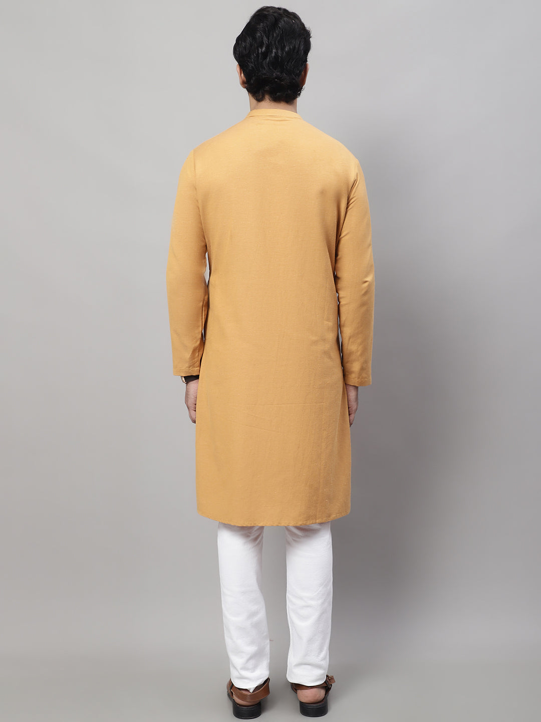 Even Apparels Mustard Sherwani Kurta With Asymetrical Cut | Swadesiicart