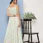 Ahalyaa Women Sea Green Floral Printed Empire Gotta Patti Kurta with Trousers | Swadesiicart