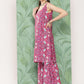 InWeave Women's Magenta Camelia Print Crepe Kurta Set - Swadesiicart