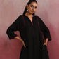 trueBrowns Black Cotton Dobby Kurta Co-ord set - Swadesiicart