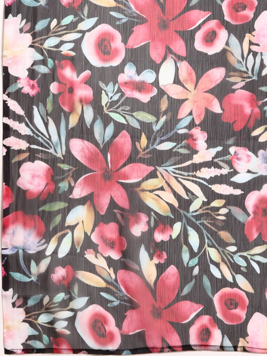 Ahalyaa Floral Poly Chiffon Saree | Swadesiicart