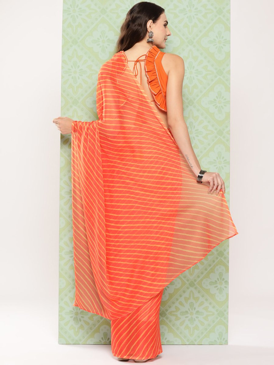 Ahalyaa Leheriya Poly Chiffon Saree | Swadesiicart