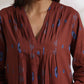 trueBrowns Brown Cotton Print Pleated Top & Pants Co-ord Set - Swadesiicart