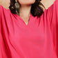 InWeave Women's Fuchsia Solid Collar Neck Boho Top Bottom Set - Swadesiicart