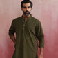 trueBrowns Men's Olive green Mandarin Collar Kurta | Swadesiicart