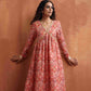 trueBrowns Beige Print Flared Anarkali Kurta Set | Swadesiicart