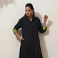 trueBrowns Black Cotton Linen Kurta Pant Set | Swadesiicart