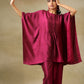 trueBrowns Purple Textured Silk Gathered Kaftan Co-Ord Set - Swadesiicart