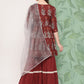 InWeave Women's Brick Rust Boota Sharara Set With Dupatta - Swadesiicart