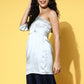 InWeave One Shoulder Satin Top In Silver Colour - Swadesiicart