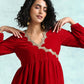 trueBrowns True Red Velvet Lace Co-Ord Set - Swadesiicart