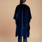 trueBrowns Navy Blue Velvet Embroidered Kaftan Kurta Set | Swadesiicart