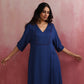 trueBrowns Blue Modal Kimono sleeve Kurta set | Swadesiicart