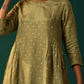 trueBrowns Green Square Viscose Silk Side Gathered Co-ord Set - Swadesiicart