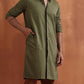 trueBrowns Men's Olive Green Cotton Front Open Kurta | Swadesiicart