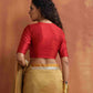 trueBrowns Red Silk V Neck Blouse | Swadesiicart