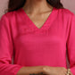 trueBrowns Pink Modal High Slit Kurta Set | Swadesiicart
