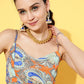 InWeave Women's Blue Orange Paisley Print Bralette Top - Swadesiicart