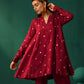 trueBrowns Maroon Diamond Viscose Silk Relaxed Co-ord Set - Swadesiicart