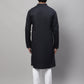 Even Apparels Black Pure Cotton Kurta With Band Collar | Swadesiicart