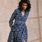 trueBrowns Indigo Dabu Overall Print Cotton Wrap Dress | Swadesiicart