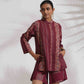trueBrowns Purple Cotton Print Short Co-ord Set - Swadesiicart