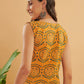 InWeave Haldi Yellow Mughal Kalamkari W/U Top - Swadesiicart