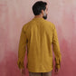 trueBrowns Men's Mustard Cotton Mandarin Collar Stylized Kurta | Swadesiicart